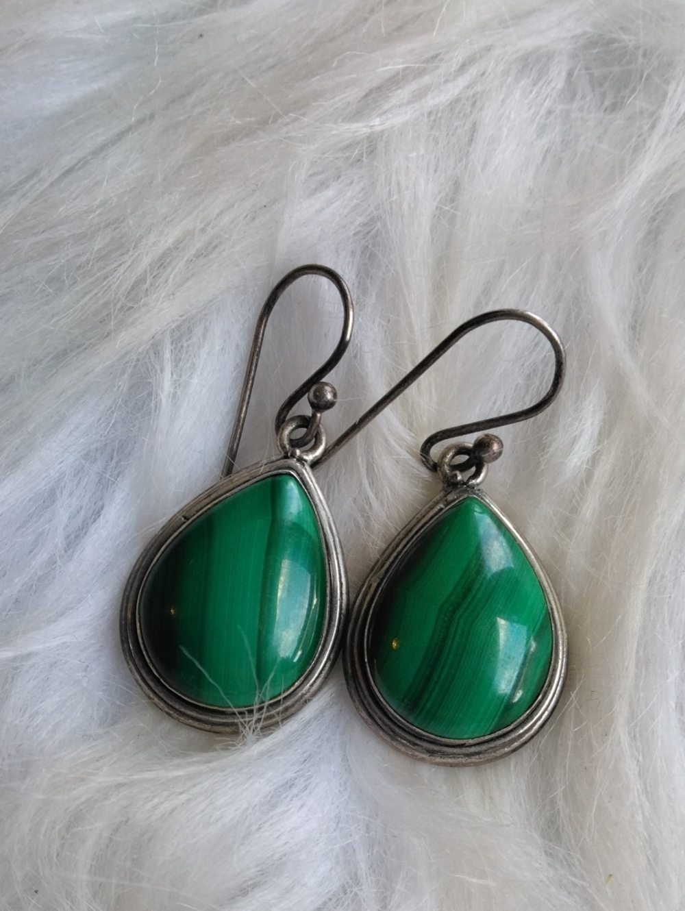Amazing Vintage Malachite Gemstone Earrings